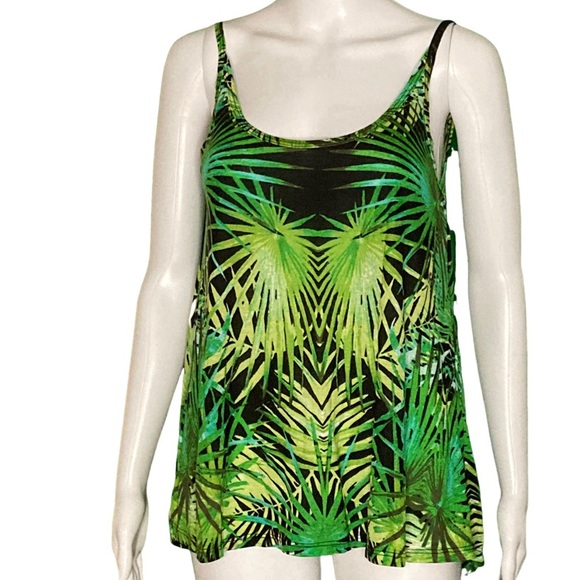 NWT Michael Lauren Prince Jungle Green Print Deep Back Tank Top - Sz S - Picture 3 of 9